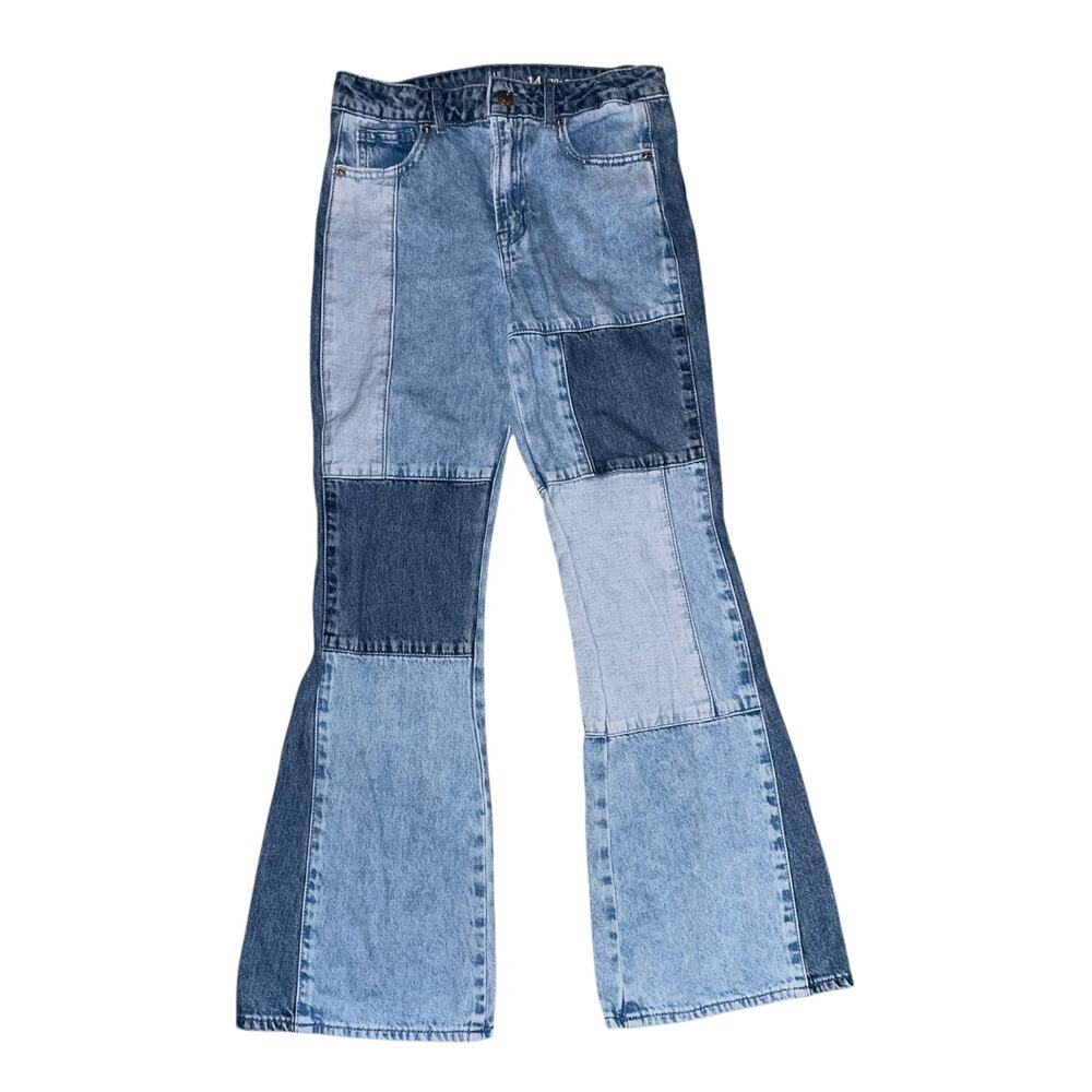 GAP Kids 70s Patchwork Flare High Rise Jeans Girls Sz 14 Hippie Boho